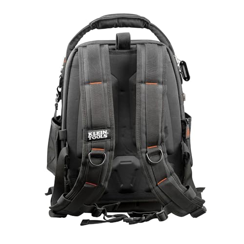 Klein Tools 55485 Tool Bag Backpack, Durable Electrician Backpack with 48 Pockets for Hand Tools, Waterproof Bottom, Removable Tool Carrier
