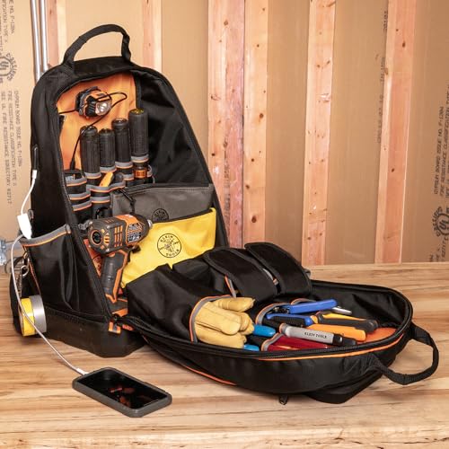 KLEIN TOOLS 55421BP-14 Tool Bag Backpack, Heavy Duty Tradesman Pro Tool Organizer/Tool Carrier with 39 Pockets and Molded Base