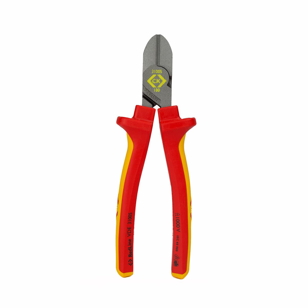C.K Redline 2025 Edition VDE Cable Cutter & Stripper 160mm, German Made Electrical Insulated Wire Side Cutters, Lanyard Ready Heavy Duty Electrician Croppers, Electricians Snips, CK Tools T39073A 160