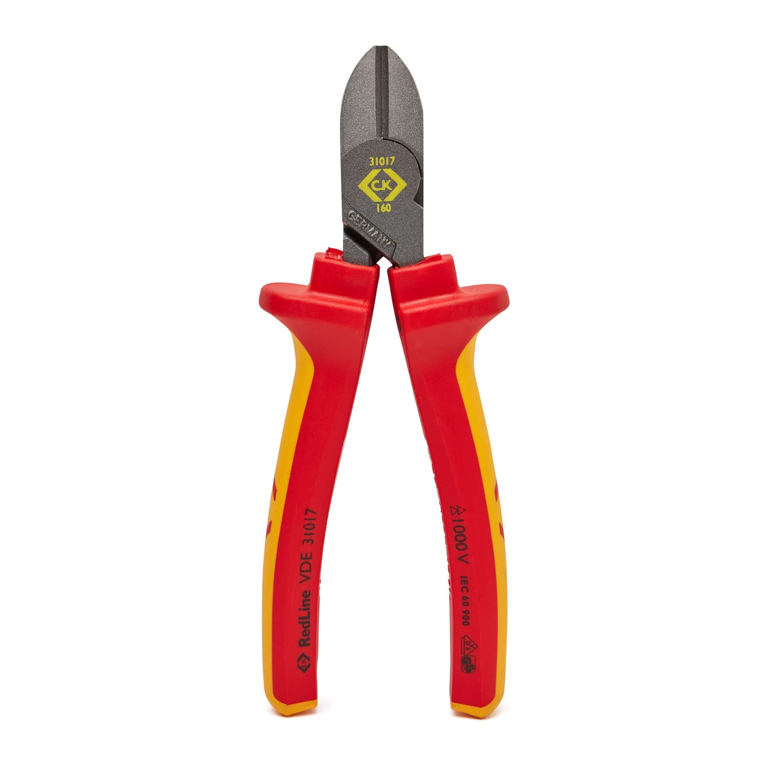 C.K Redline 2025 Edition VDE Cable Cutter & Stripper 160mm, German Made Electrical Insulated Wire Side Cutters, Lanyard Ready Heavy Duty Electrician Croppers, Electricians Snips, CK Tools T39073A 160