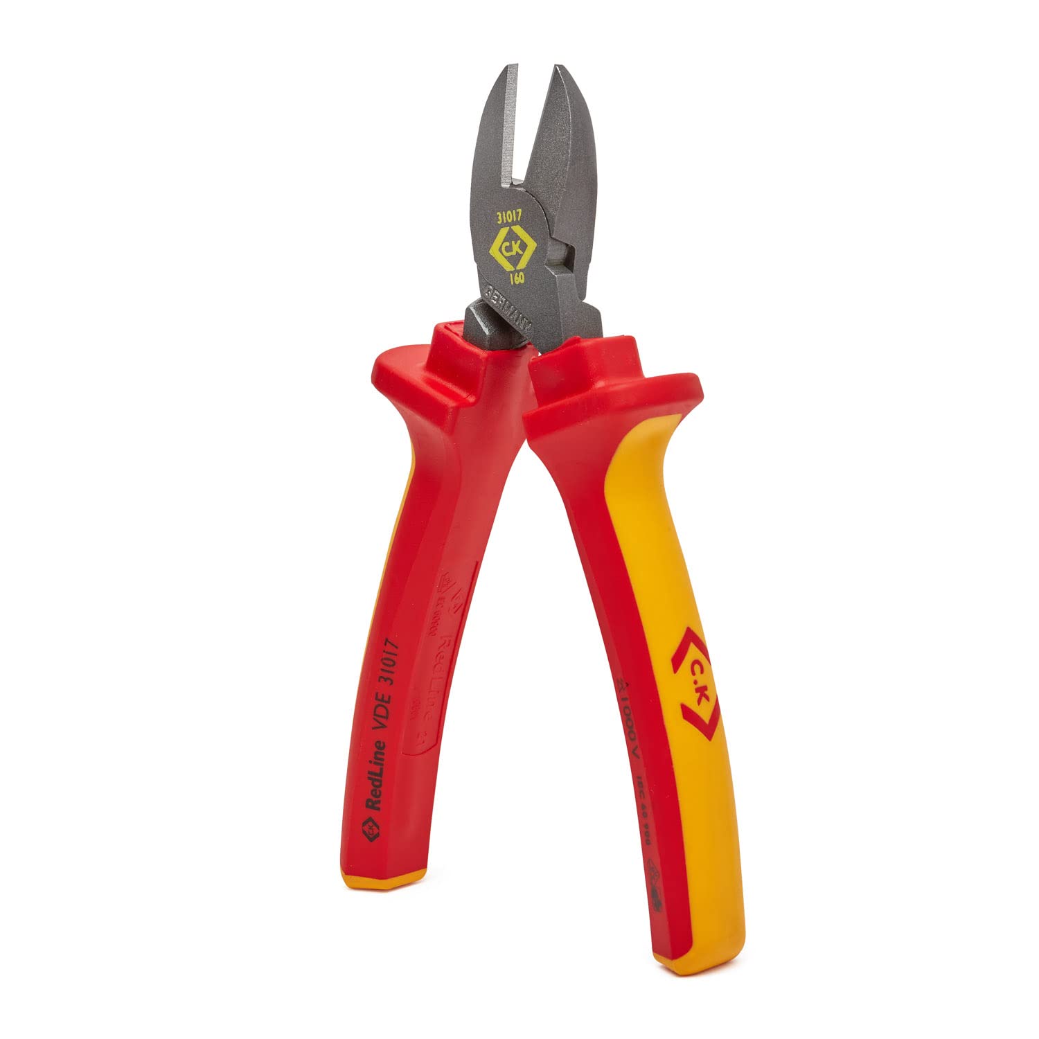 C.K Redline 2025 Edition VDE Cable Cutter & Stripper 160mm, German Made Electrical Insulated Wire Side Cutters, Lanyard Ready Heavy Duty Electrician Croppers, Electricians Snips, CK Tools T39073A 160