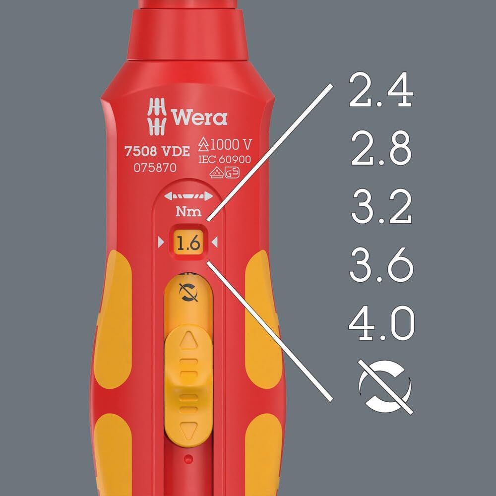 Wera 7508 VDE Kraftform Safe-Torque Speed Torque Screwdriver, 0.4-2.0 Nm - 05075870001