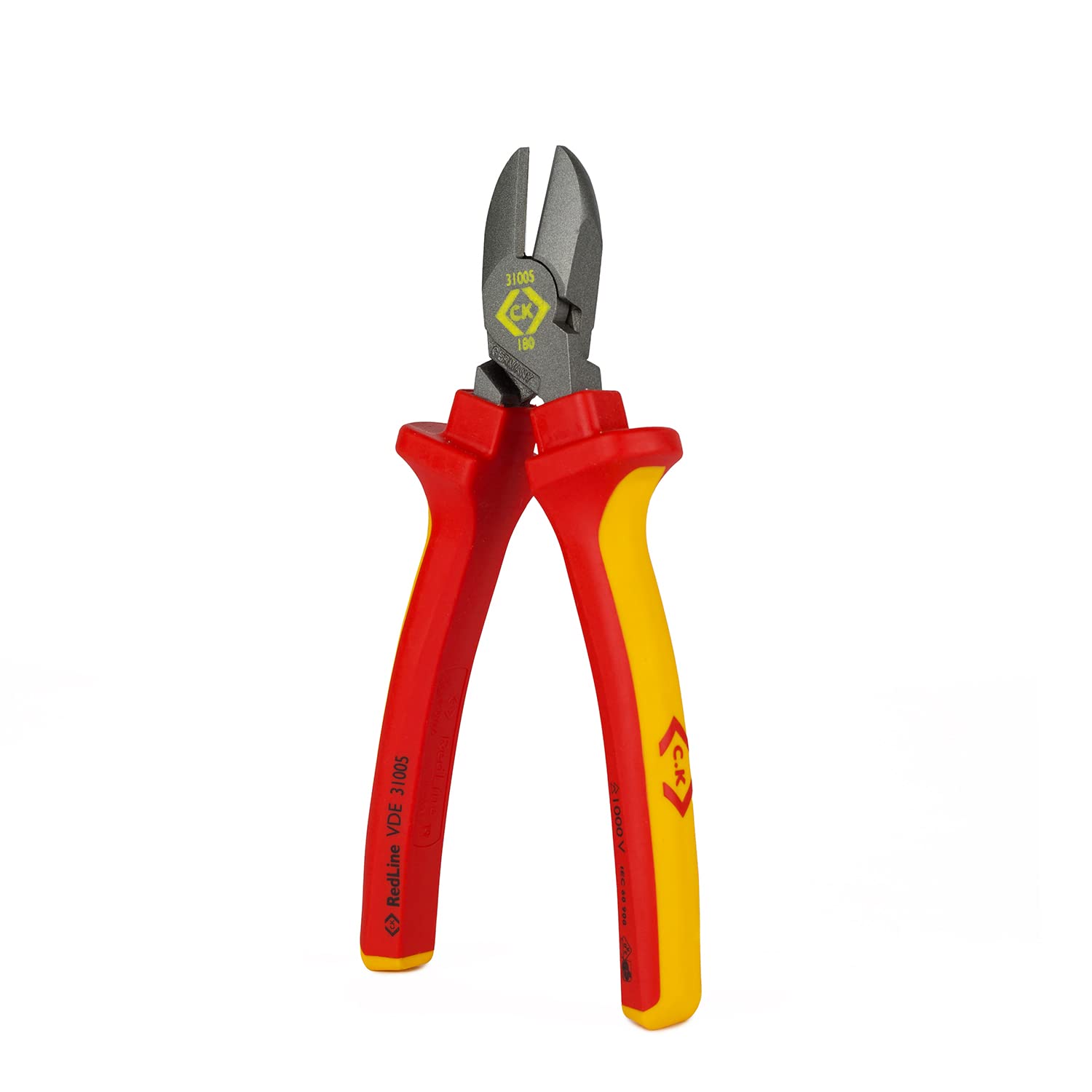 C.K Redline 2025 Edition VDE Cable Cutter & Stripper 160mm, German Made Electrical Insulated Wire Side Cutters, Lanyard Ready Heavy Duty Electrician Croppers, Electricians Snips, CK Tools T39073A 160