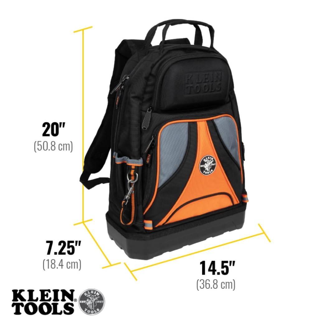 KLEIN TOOLS 55421BP-14 Tool Bag Backpack, Heavy Duty Tradesman Pro Tool Organizer/Tool Carrier with 39 Pockets and Molded Base