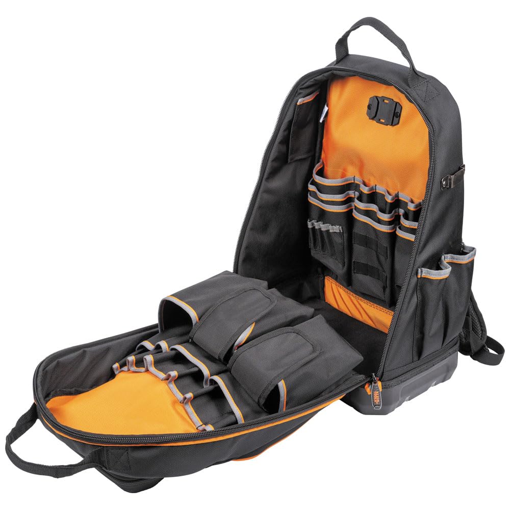 KLEIN TOOLS 55421BP-14 Tool Bag Backpack, Heavy Duty Tradesman Pro Tool Organizer/Tool Carrier with 39 Pockets and Molded Base