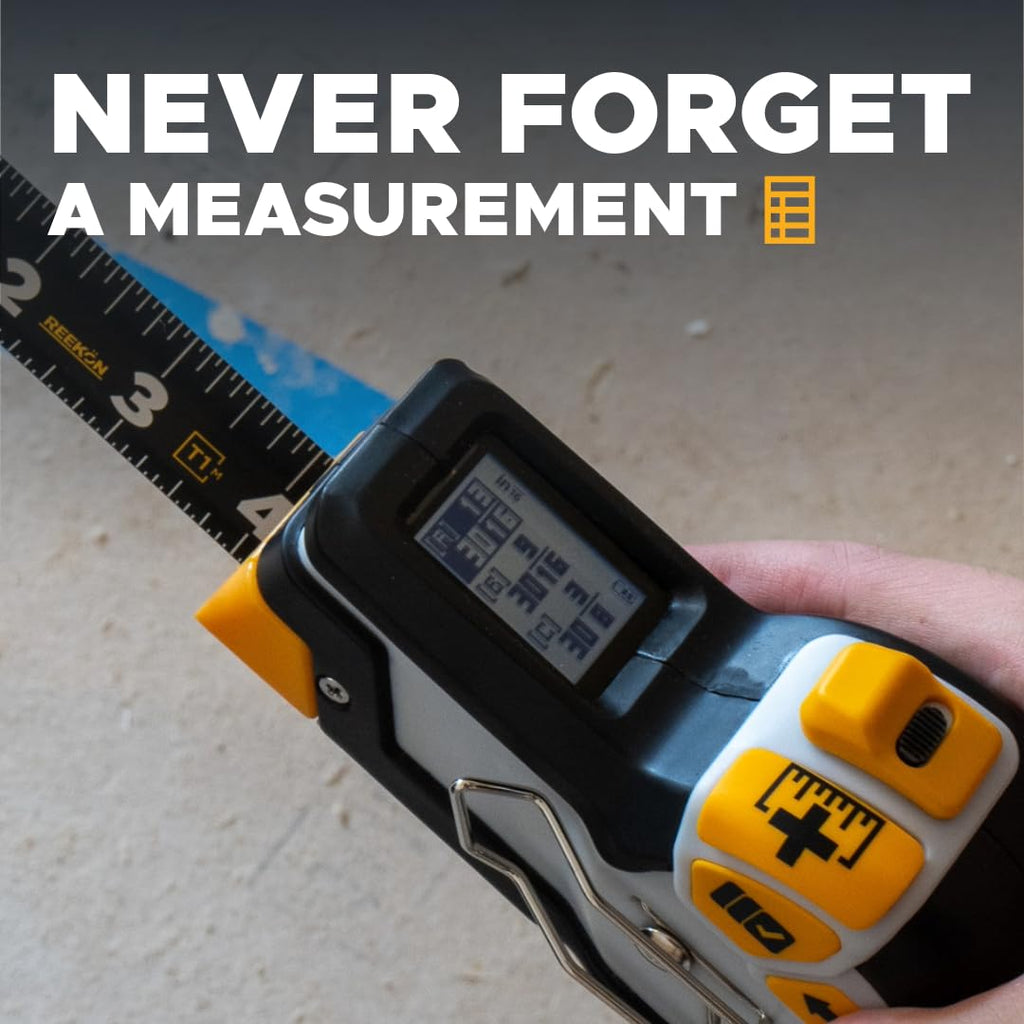 REEKON T1M Utility Digital Tape Measure 7.6m (Metric) – Bluetooth Smart Measuring Tool, 0.5mm Accuracy, Saves 1000+ Measurements, LCD Display, 150 Hour+ Battery Life & Rechargeable