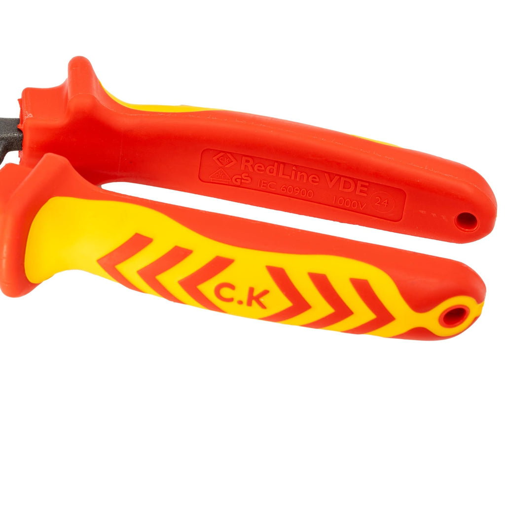 C.K Redline 2025 Edition VDE Cable Cutter & Stripper 160mm, German Made Electrical Insulated Wire Side Cutters, Lanyard Ready Heavy Duty Electrician Croppers, Electricians Snips, CK Tools T39073A 160