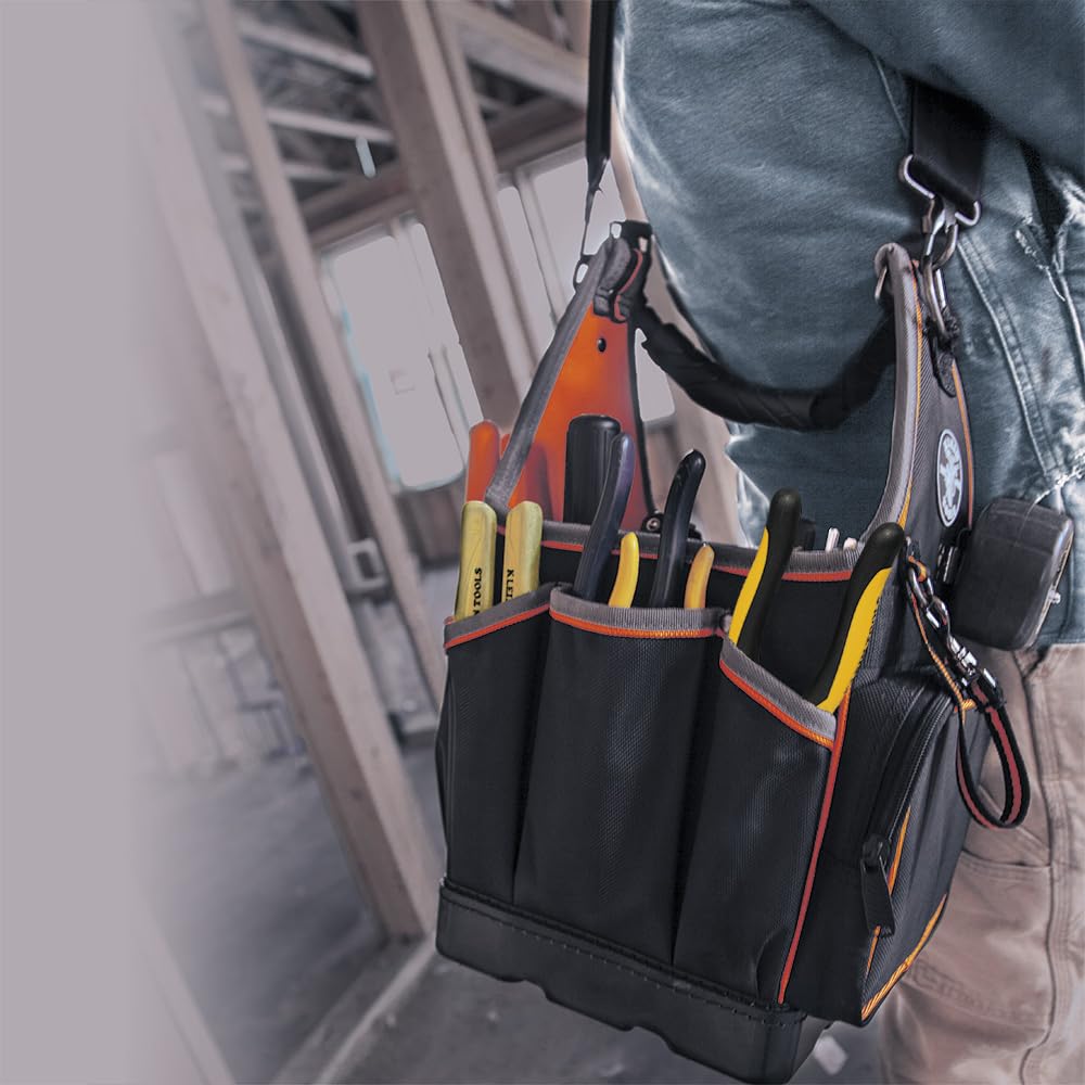 Klein Tools 554158-14 Tool Bag, Tradesman Pro Tote with 20 Pockets Made of 1680d Ballistic Weave and a Fully Molded Bottom, 8-Inch