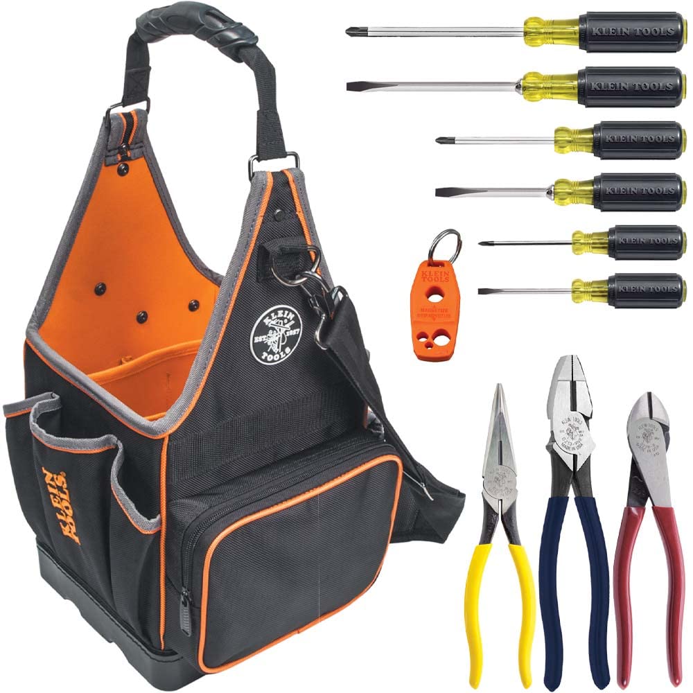 Klein Tools 554158-14 Tool Bag, Tradesman Pro Tote with 20 Pockets Made of 1680d Ballistic Weave and a Fully Molded Bottom, 8-Inch
