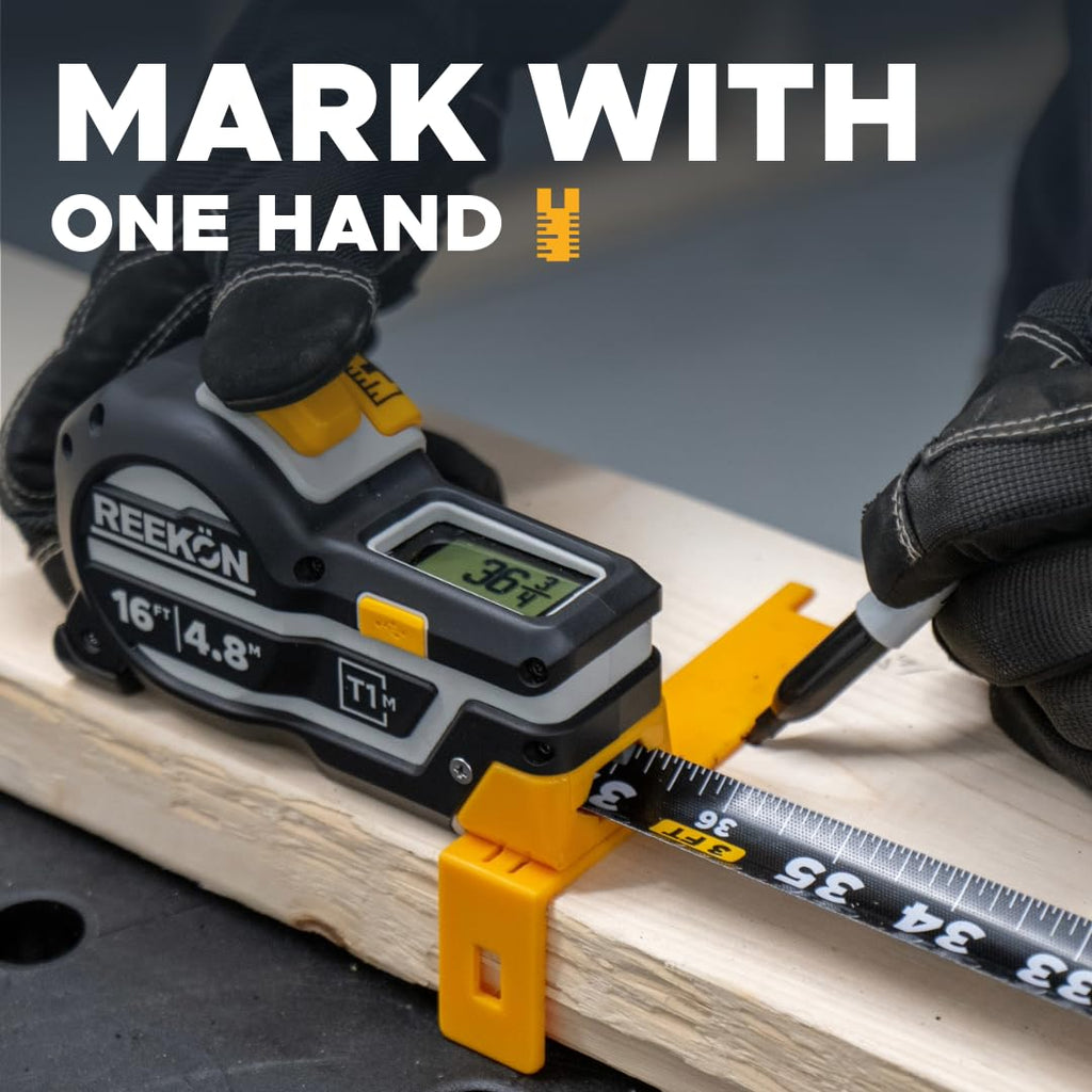 REEKON T1M Utility Digital Tape Measure 7.6m (Metric) – Bluetooth Smart Measuring Tool, 0.5mm Accuracy, Saves 1000+ Measurements, LCD Display, 150 Hour+ Battery Life & Rechargeable