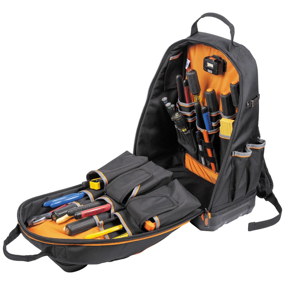 KLEIN TOOLS 55421BP-14 Tool Bag Backpack, Heavy Duty Tradesman Pro Tool Organizer/Tool Carrier with 39 Pockets and Molded Base