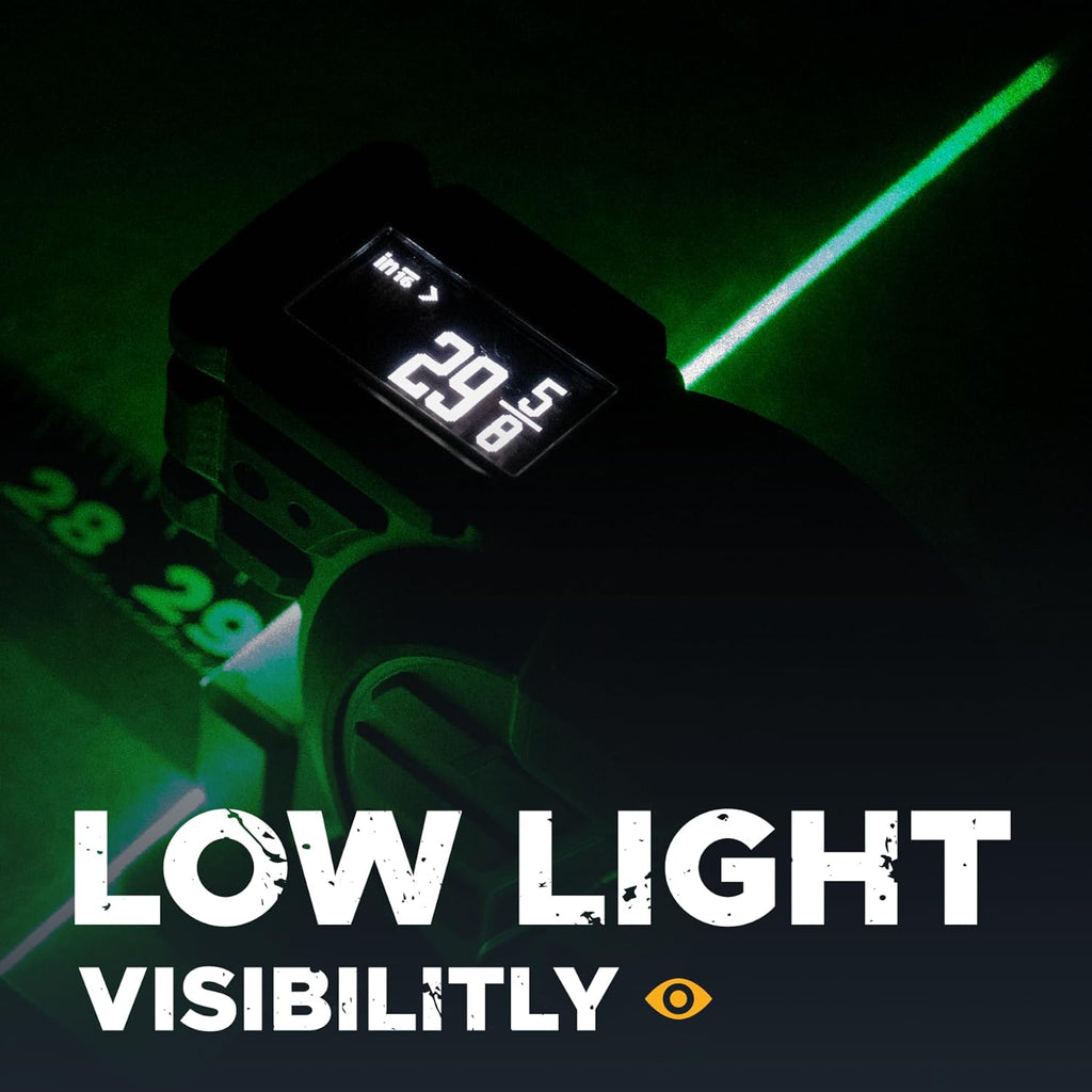 REEKON T1 Tomahawk Digital Tape Measure, Split English/Metric - Professional Accurate Measuring Tool, Green Laser, E-Paper Measuring List, Measurements Shared Over Bluetooth, Replaceable Blades
