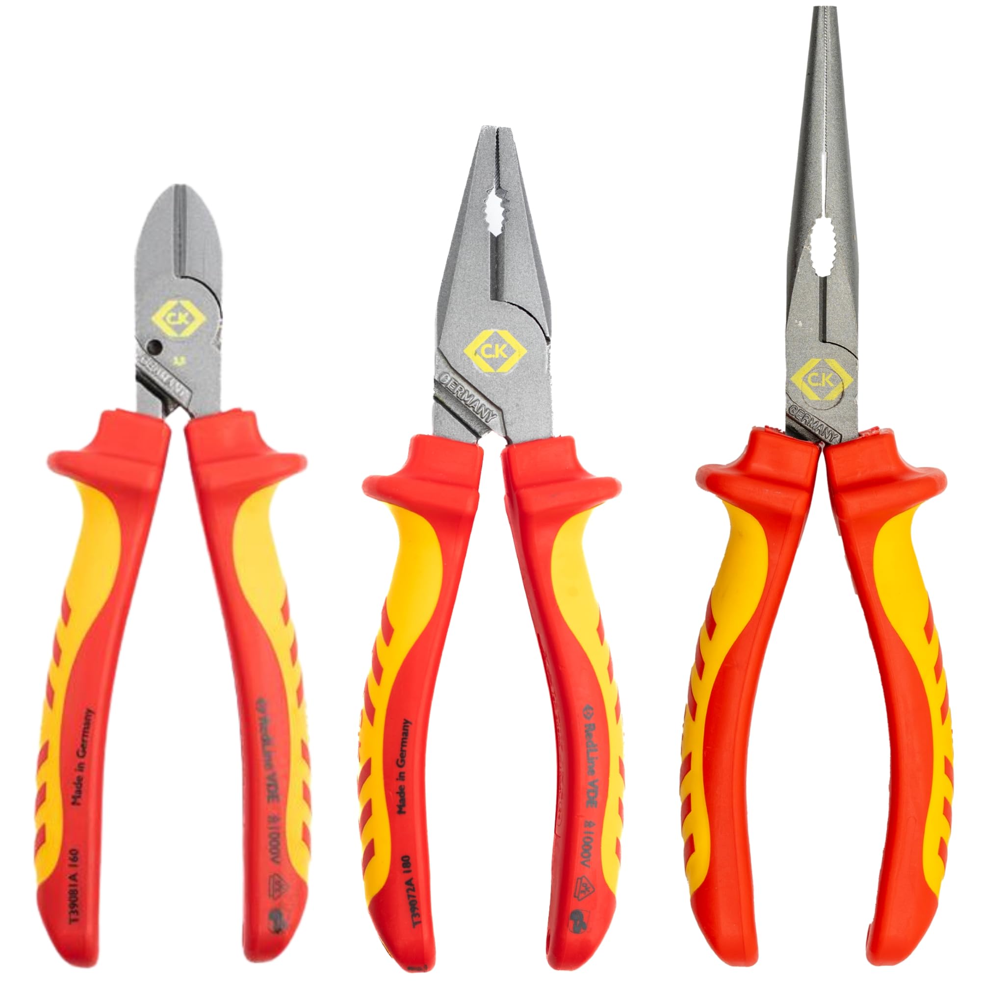 C.K Redline 2025 Edition VDE Cable Cutter & Stripper 160mm, German Made Electrical Insulated Wire Side Cutters, Lanyard Ready Heavy Duty Electrician Croppers, Electricians Snips, CK Tools T39073A 160
