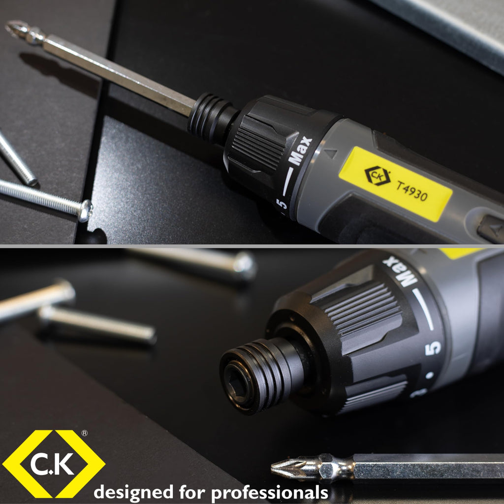 C.K Tools E-Driver, Electric High Torque Screwdriver, 3.6v USB-C Rechargeable Cordless Screw Driver with Double Sided PZ2 SL4 Bit, CK T4930