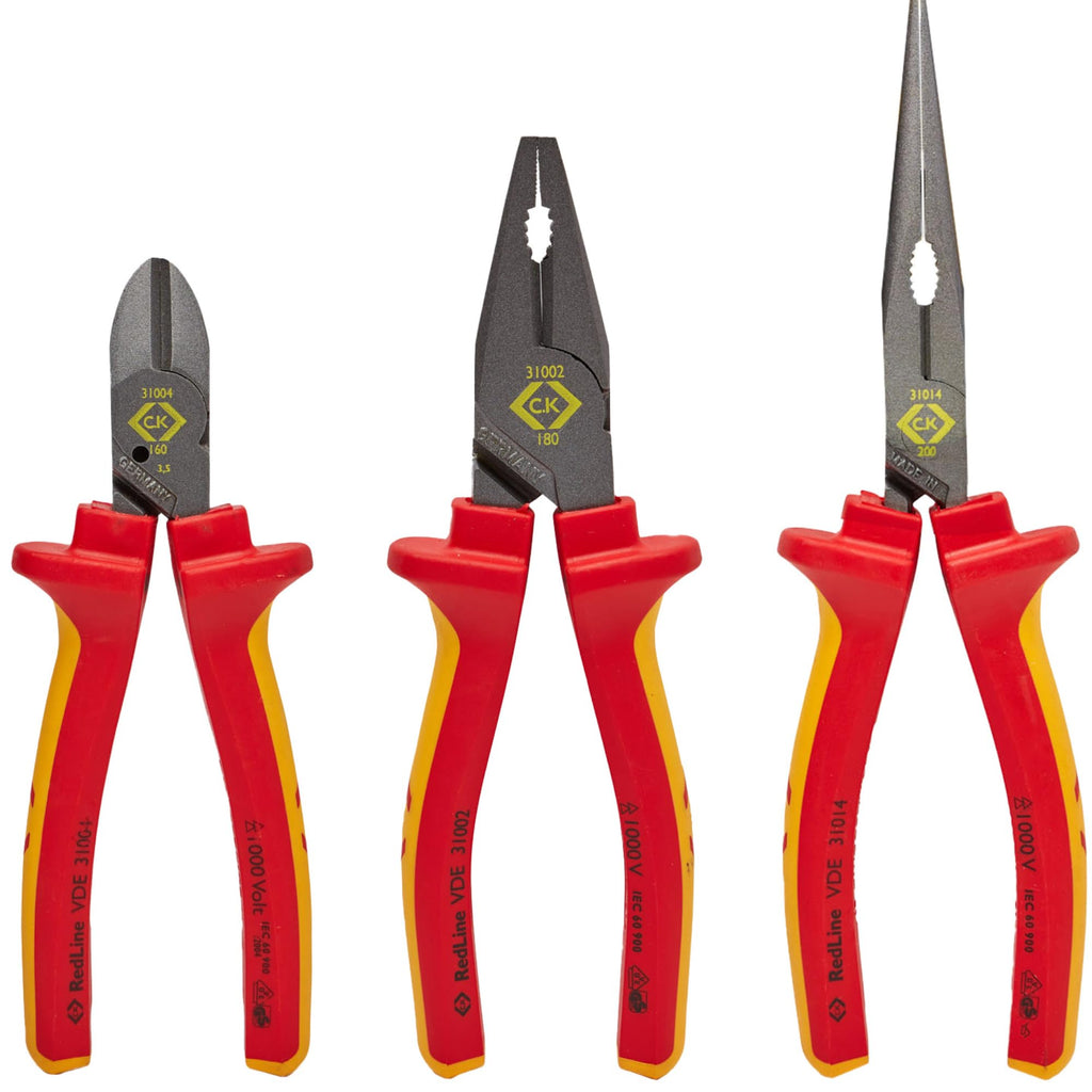 C.K Redline 2025 Edition VDE Cable Cutter & Stripper 160mm, German Made Electrical Insulated Wire Side Cutters, Lanyard Ready Heavy Duty Electrician Croppers, Electricians Snips, CK Tools T39073A 160