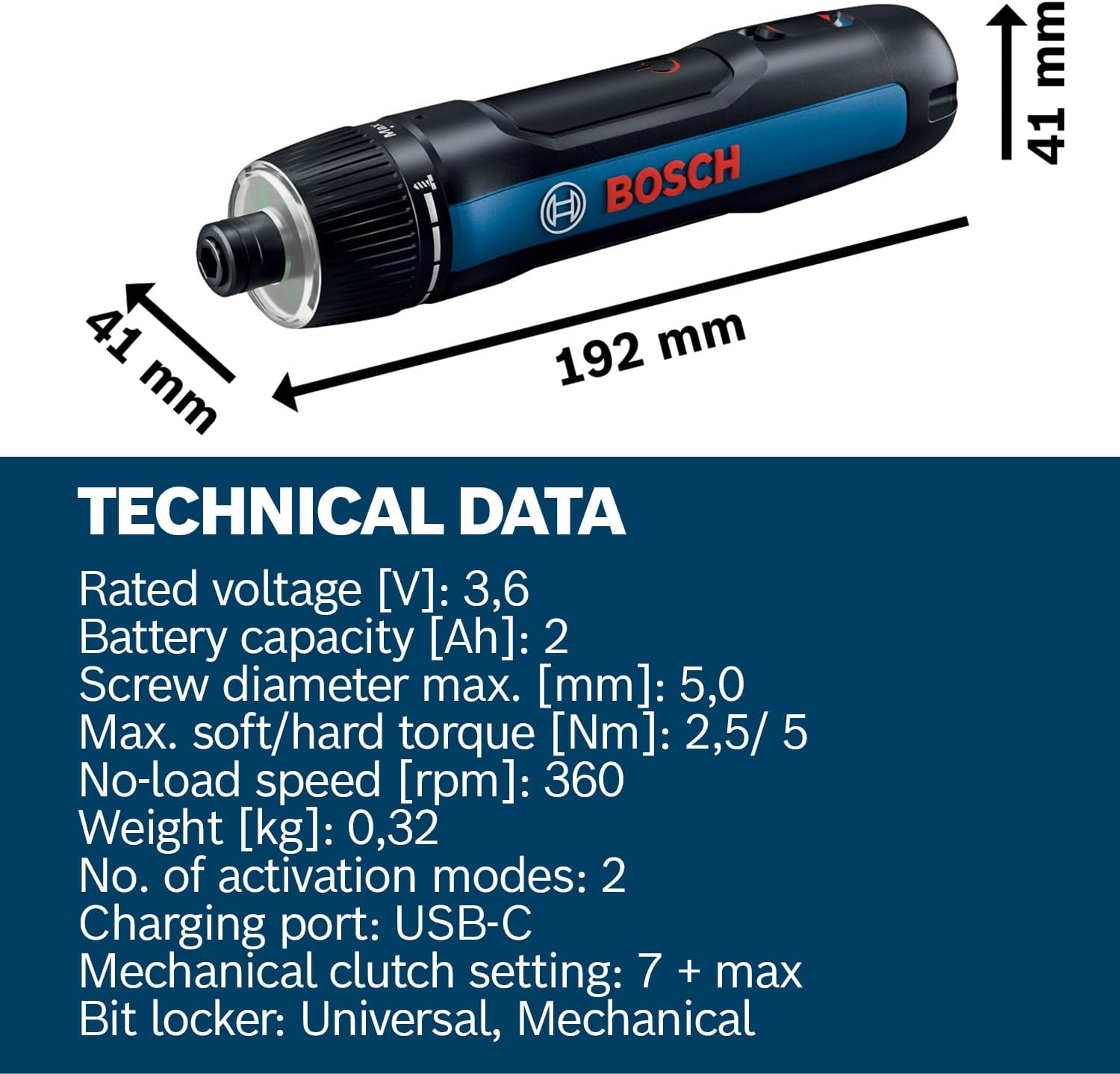 Bosch Professional Screwdriver Bosch GO 3 (incl. 8pcs bit Set, bit Holder, USB-C Cable, Mini Case)