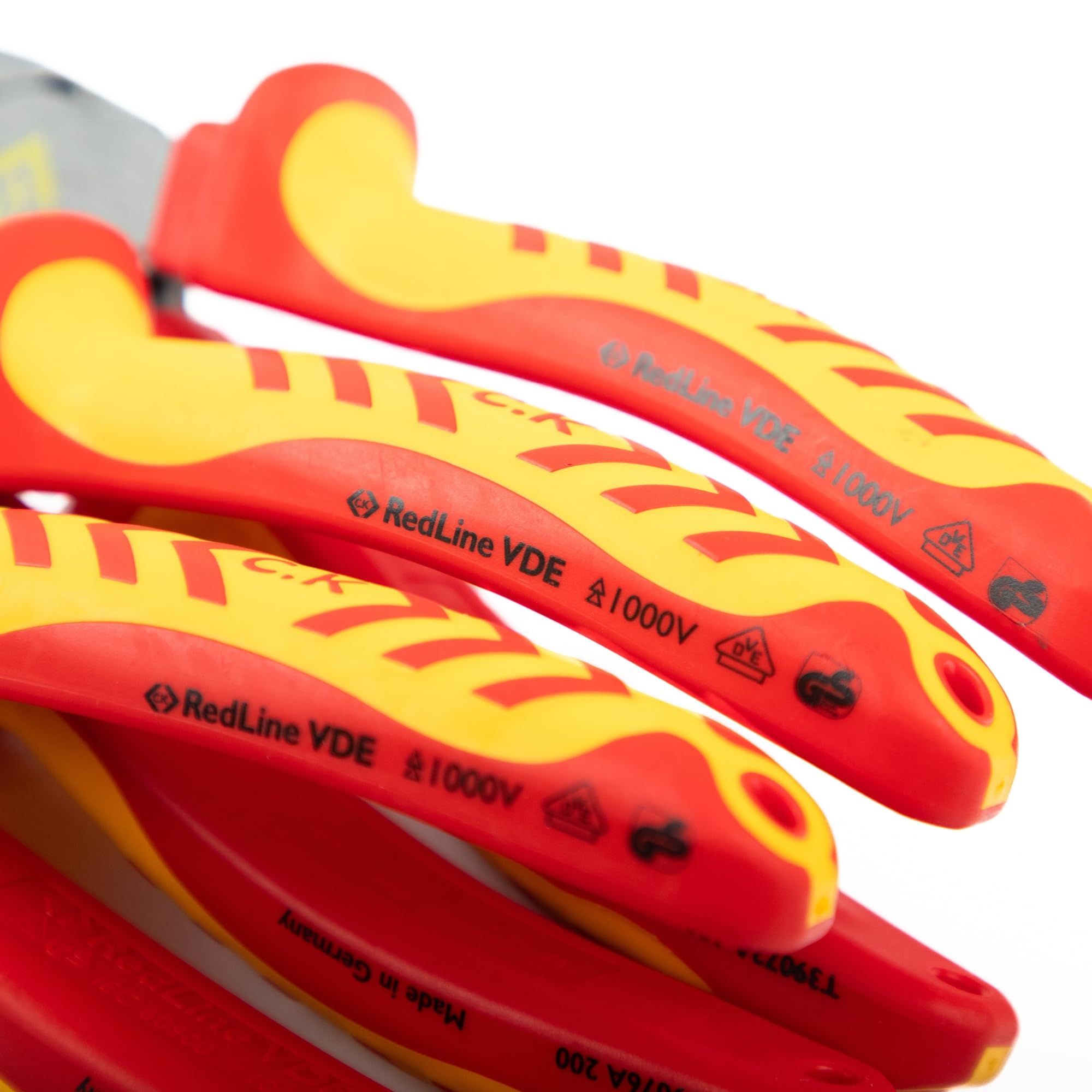 C.K Redline 2025 Edition VDE Cable Cutter & Stripper 160mm, German Made Electrical Insulated Wire Side Cutters, Lanyard Ready Heavy Duty Electrician Croppers, Electricians Snips, CK Tools T39073A 160