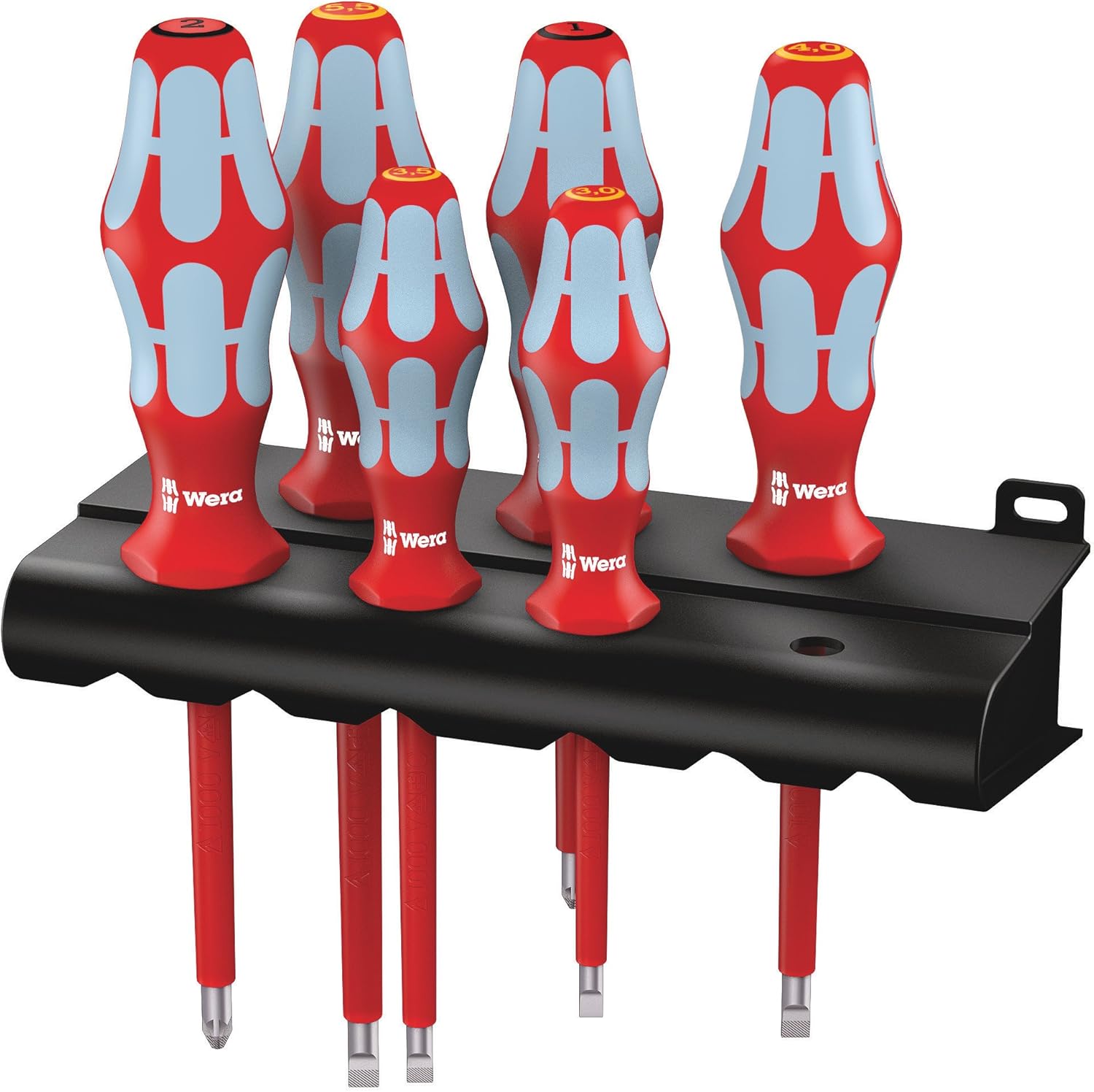 Wera 05022745001 3165i/6 Kraftform Plus VDE Stainless Steel Laser Tip Screwdriver Set with Fastener Holding Function (7-Piece)