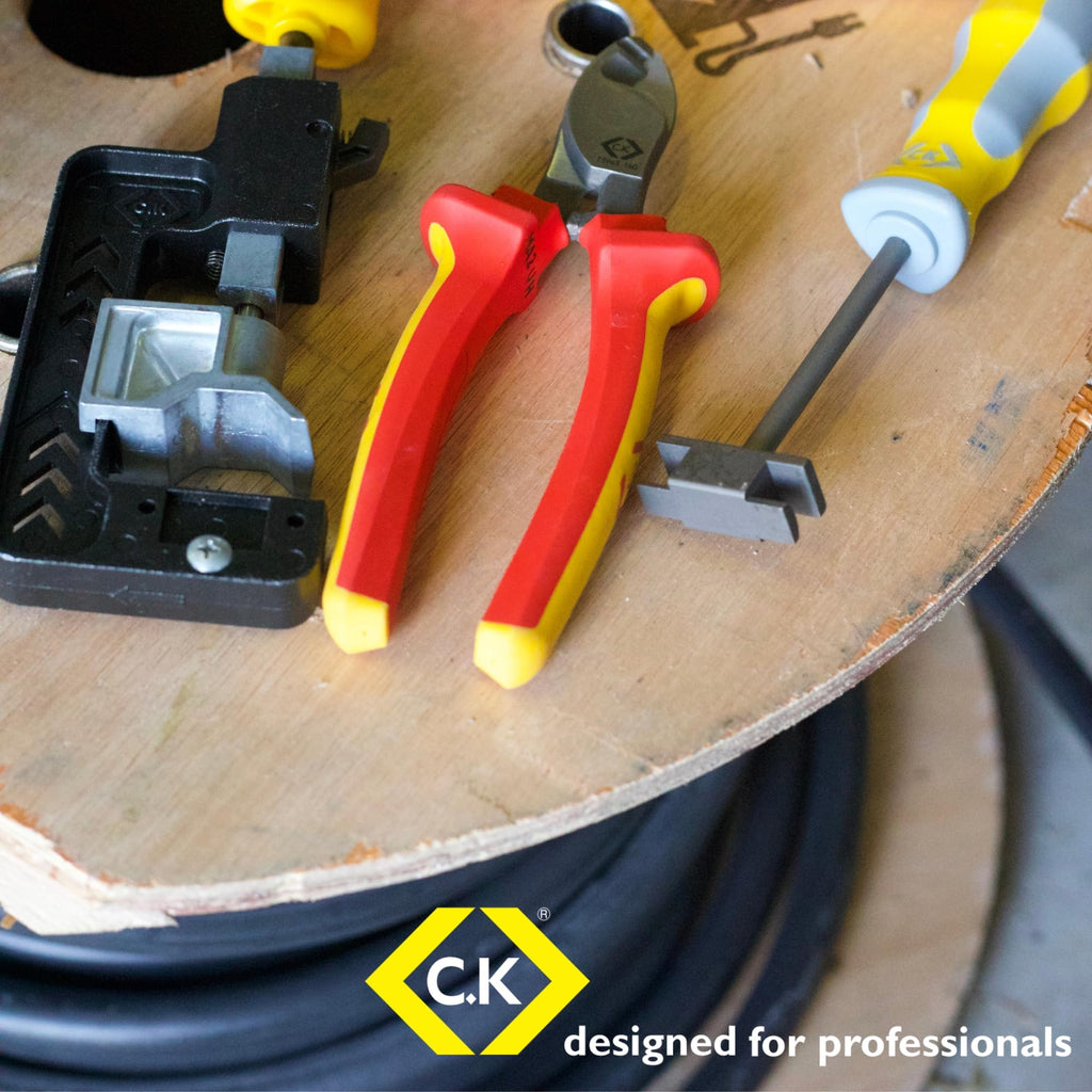 C.K Tools Complete SWA Termination Kit for Professional Electricians - Includes Armourslice Evo Armoured Cable Stripper, VDE Sheath Knife, Slim Jaw Wrench, Gland Wrench in Handy Tool Roll, CK T5992